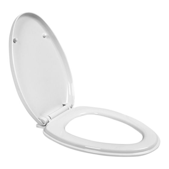 Siège de toilette rond en plastique à fermeture lente, blanc, 14,56 x  17,71