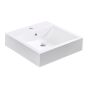 Lavabo encastré carré en marbre synthétique, 17 3/4" x 17 3/4", blanc