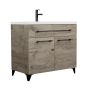 Vanity and Sink - Malea - 2 Doors/1 Drawer - Silver Wood - 36" x 33"