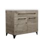 Vanity and Sink - Malea - 2 Doors/1 Drawer - Silver Wood - 36" x 33"