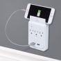 Wall Multi Power Outlet with 2 USB Ports + Phone Holder