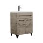 Vanity and Sink - Malea - 2 Doors/1 Drawer - Silver Wood - 24" x 33"