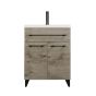 Vanity and Sink - Malea - 2 Doors/1 Drawer - Silver Wood - 24" x 33"