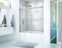 Porte de baignoire coulissante, Duel, 56"-59" x 55 1/2", verre, chrome