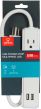 3-OUTLET POWER STRIP + 2 USB PORTS , 1.5'