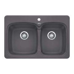 Kitchen Sink - Vienna - 2 Bowls - 1 Hole - Silgranit - Ash - 31" x 20.5" x 8"