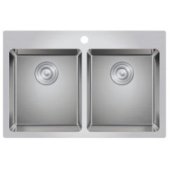 Kitchen Sink - ZR Series - 2 Bowls - 1 Hole - Stainless Steel - 31.88" x 20.63" x 9"