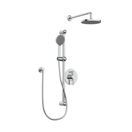 Ensemble de robinet de douche, douche à main sur glissière et pomme de douche, Delphi, chrome