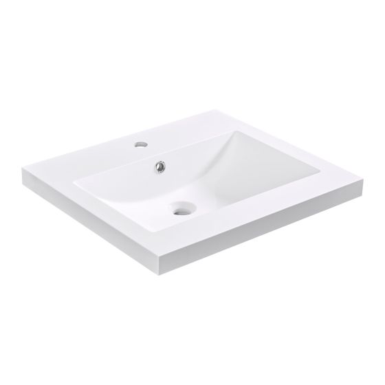 Lavabo encastré rectangulaire en marbre synthétique, 24 1/4" x 21 1/4", blanc