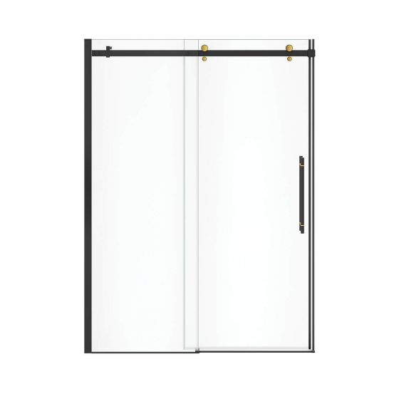 Sliding Shower Door - Vela - 56 1/2" - 59" x 78 3/4" - Clear Glass - Matte Black/Brushed Gold