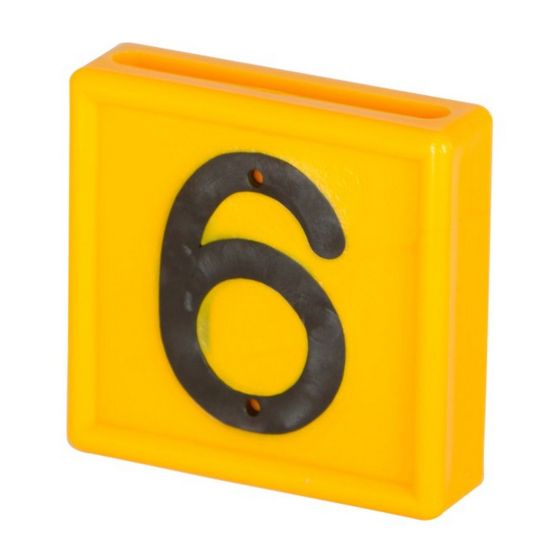 Plaquette numérotée standard, jaune, chiffre 6 ou 9