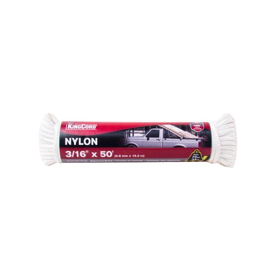 Nylon Diamond Braid Rope - White - 3/16" x 50'