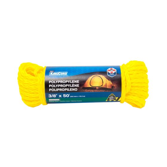 Polypropylene Hollow Core Rope - Yellow - 3/8" x 50'