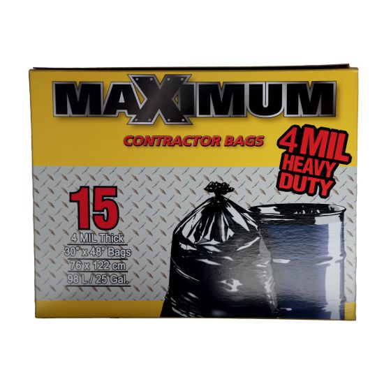 Garbage Bag - Contractor - 4 mil - Black - 15/Pkg