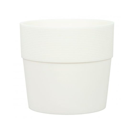 Pot Cover, Groove, Inside, Plastic, White, 17 cm