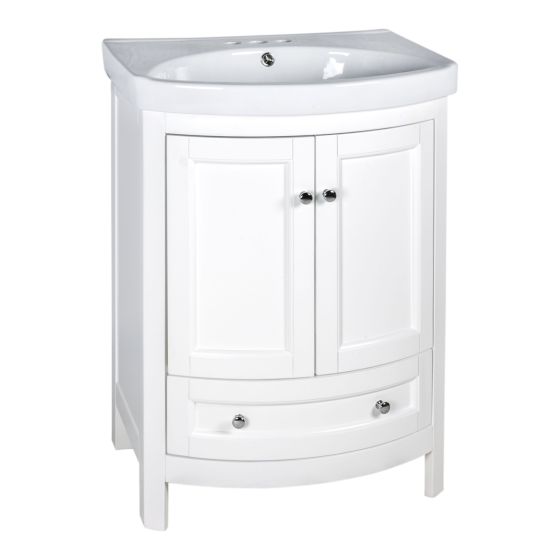 Meuble-lavabo, Bellina, blanc, 2 portes/1 tiroir, 24" x 34"