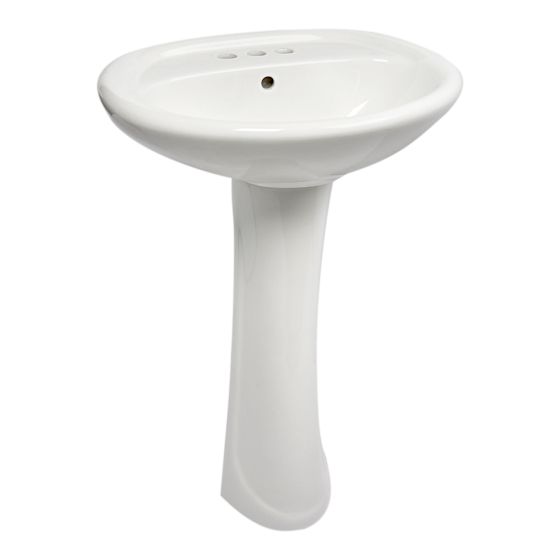 Lavabo en porcelaine sur pied, 21 1/2" x 18" x 34", blanc