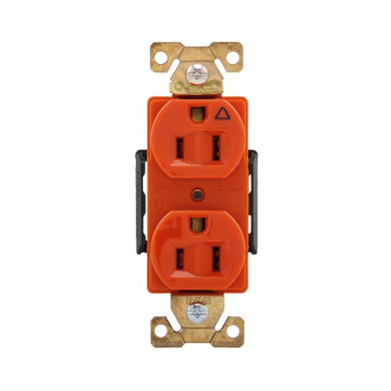 Prise double pour lame droite, industriel, 15A, 125V, orange