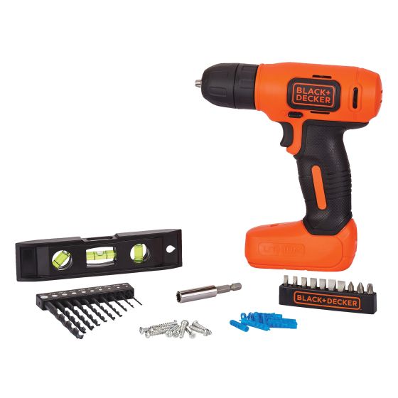 Ensemble de perceuse/visseuse, BLACK+DECKER, sans fil, 3/8", 8 V, 43 morceaux