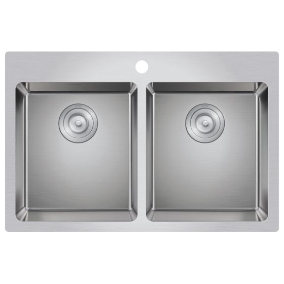 Kitchen Sink - ZR Series - 2 Bowls - 1 Hole - Stainless Steel - 31.88" x 20.63" x 9"