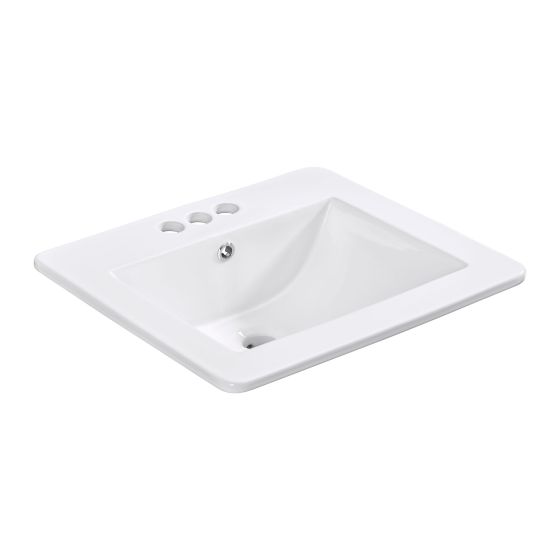 Lavabo encastré rectangulaire, 21 1/4" x 18 1/4", blanc