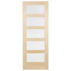 5 Clear Glass Wood Shaker Door - Natural Light - 1 3/8" x 32" x 80"