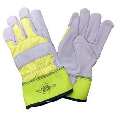 Gants pour scie à chaîne, gris/vert, grandeur Grand