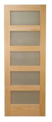 5 Frosted Glasses Shaker Door - 1 3/8" x 30" x 80"