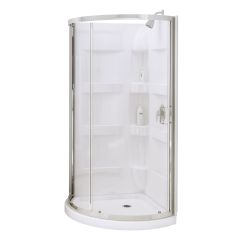 Round Corner Shower - Charlotte - 34" x 34" x 76" - White and Chrome