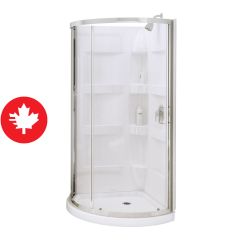 Round Corner Shower - Charlotte - 34" x 34" x 76" - White and Chrome