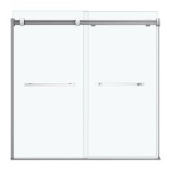 Porte de baignoire coulissante, Duel, 56"-59" x 55 1/2", verre, chrome