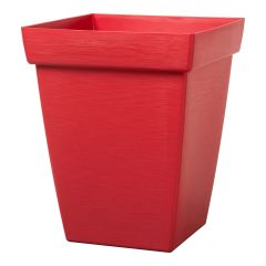 Pot carré en bambou, 9" x 9" x 11,31", Rouge