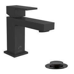 Robinet de lavabo Quadrato, 1 manette, entraxe de 4", noir mat