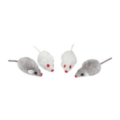 Lot de 4 jouets souris poilues pour chat