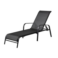 Lounger Chair with Reclining Backrest - 64.5 x 48 x 193 cm - Black