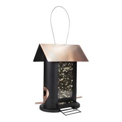 Regal style oval bird feeder with metal hopper