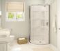 Douche ronde en coin, Charlotte, 34" x 34" x 76", blanc et chrome