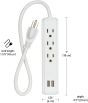 3-OUTLET POWER STRIP + 2 USB PORTS , 1.5'