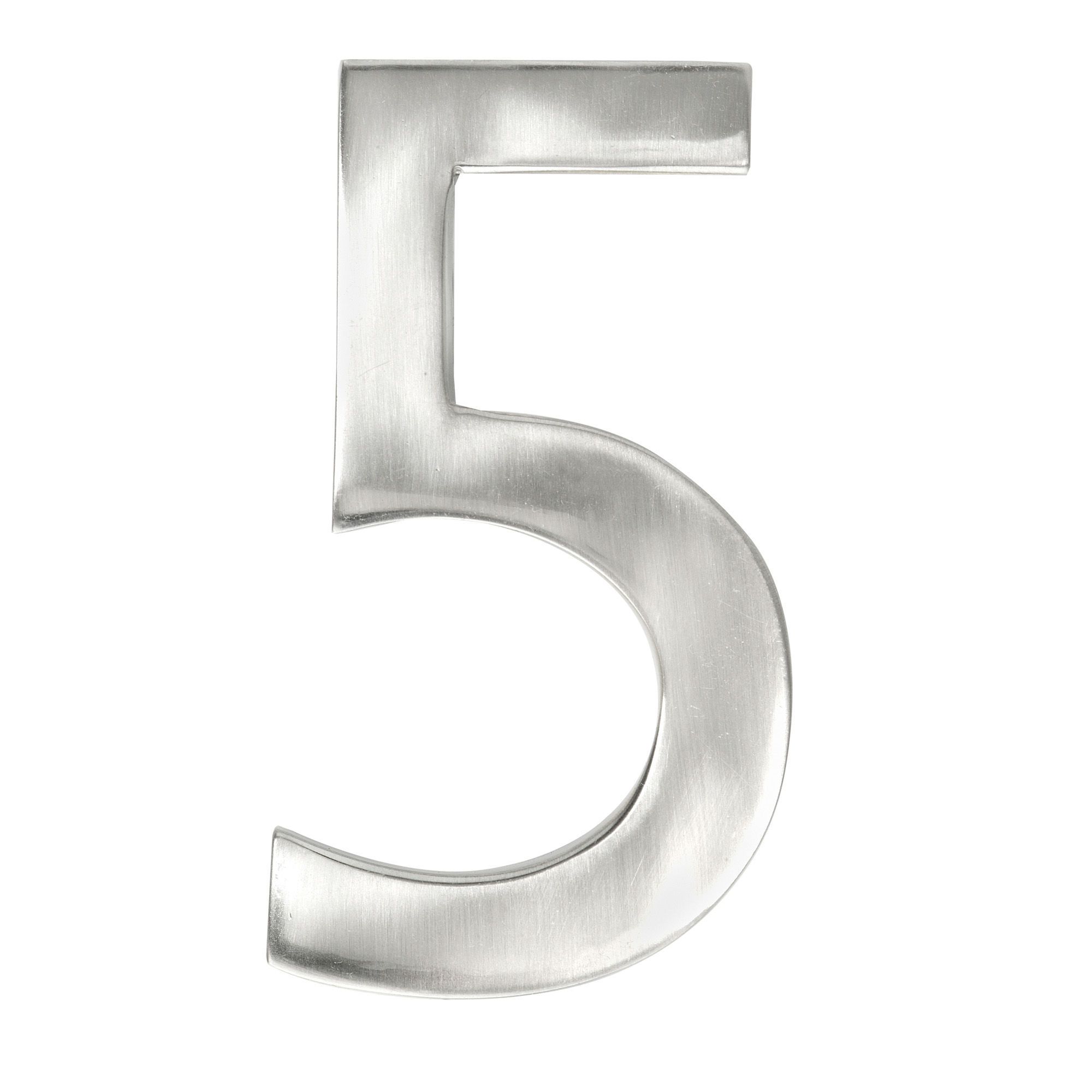 Modern style house number #5 - Satin nickel - 1/4