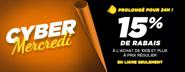 Rabais de 15% pour Cyber Lundi sur notre site - Potvin & Bouchard