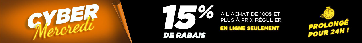 Rabais de 15% pour Cyber Lundi sur notre site - Potvin & Bouchard