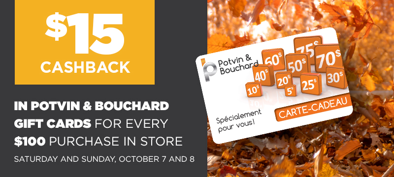 Receive a 15$ cashback gift card