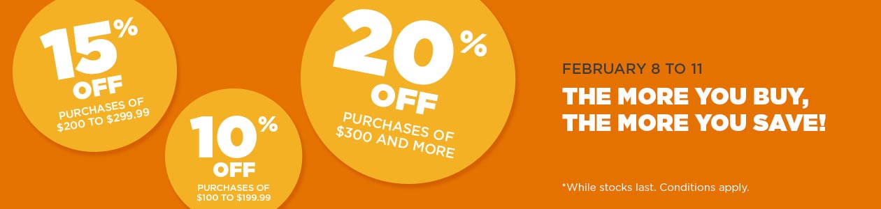 Online and In-store Promotion by levels at Potvin & Bouchard - Save up to 20%