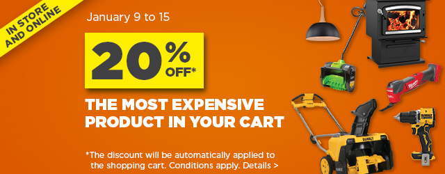 Benefit 20% off the most expensive product in your cart   - Potvin & Bouchard